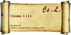 Csoma Lili névjegykártya